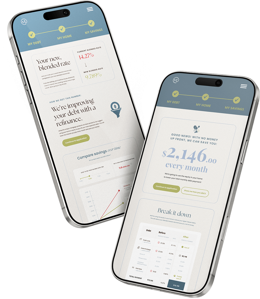Momentum debt consolidation tool screenshots on iPhone